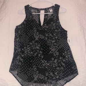 Black and White Floral Tank Top